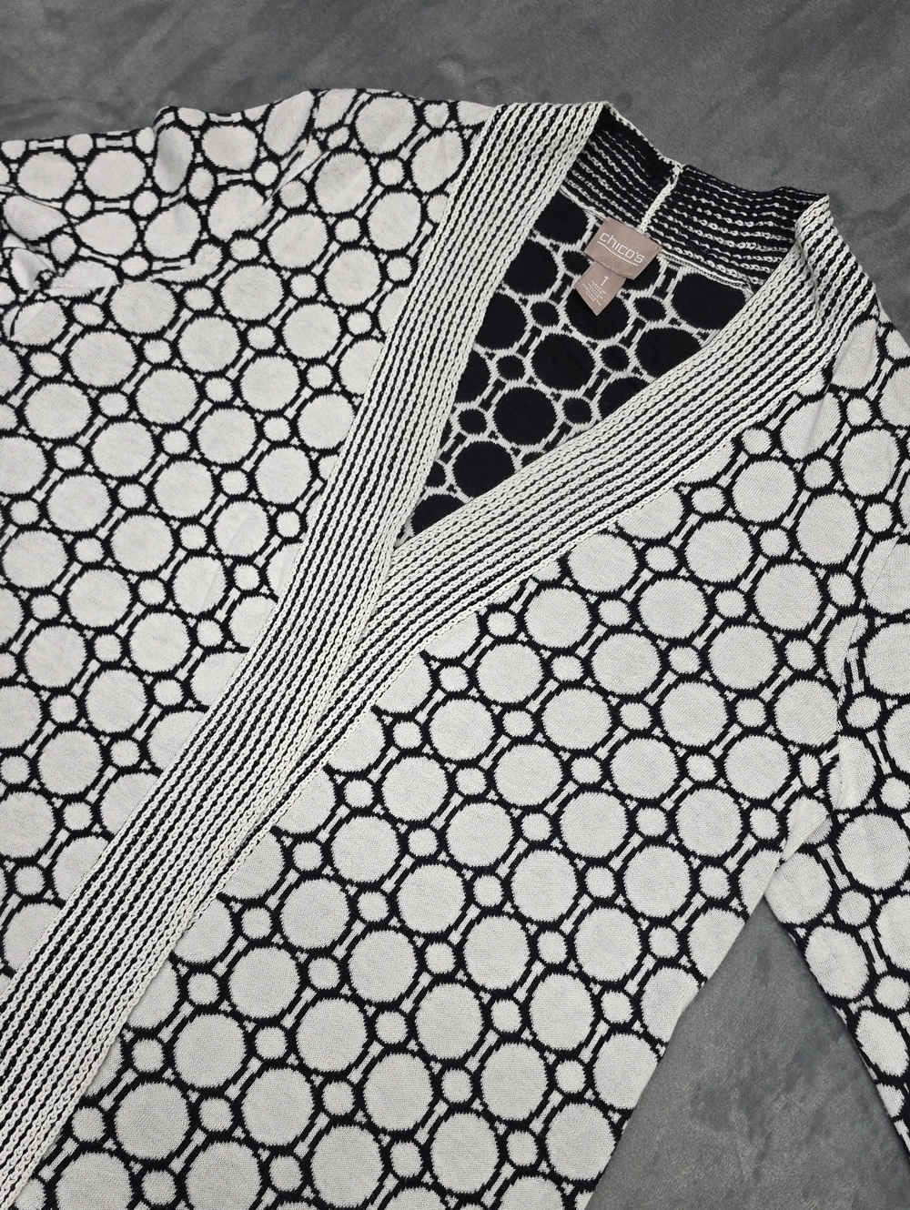 Chico's Men's Black and White Geometric Cardigan